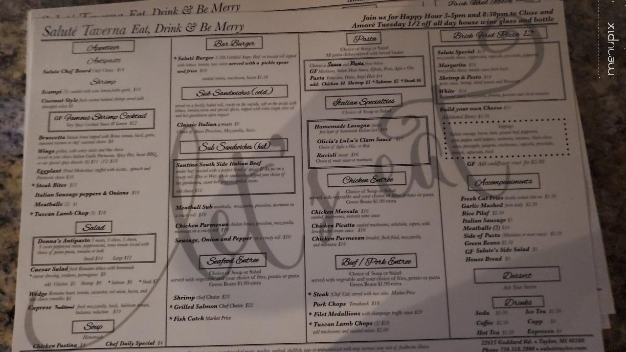 Salute Taverna - Taylor, MI menu_pic