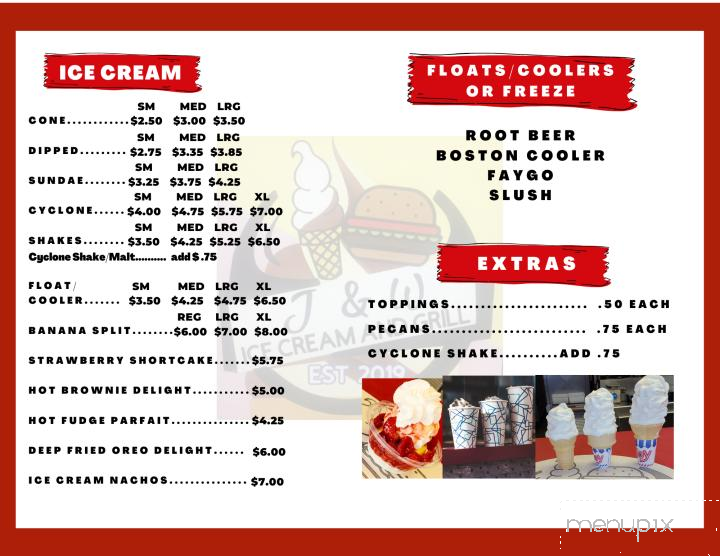 J&W Ice Cream and Grill - Roseville, MI menu_pic
