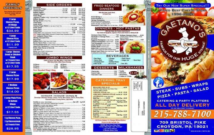 Gaetanos - Croydon, PA menu_pic