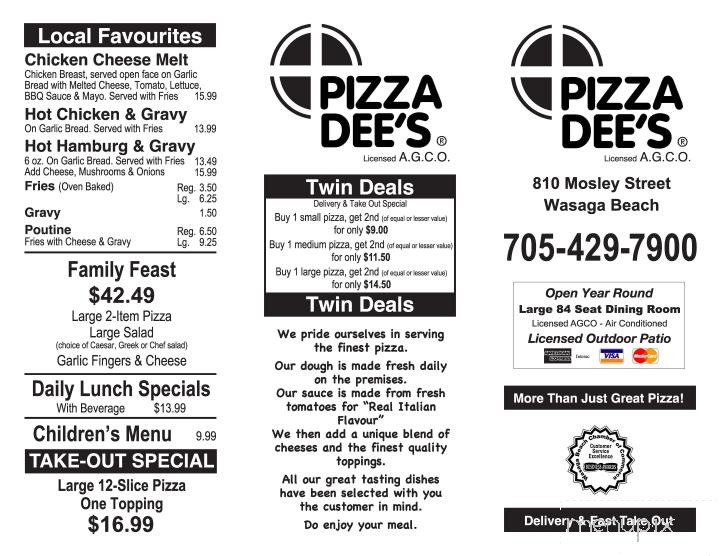 Pizza Dee's - Wasaga Beach, ON menu_pic