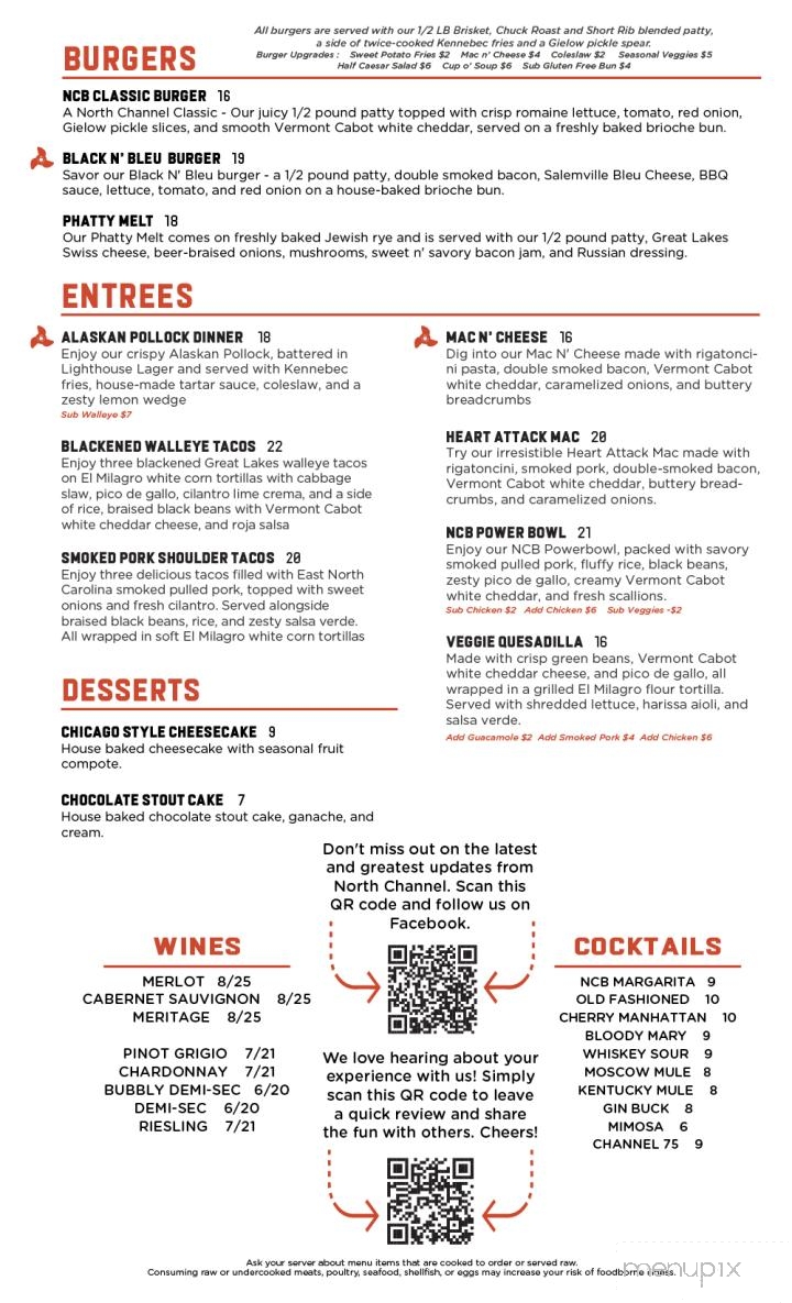 North Channel Brewing - Manistee, MI menu_pic
