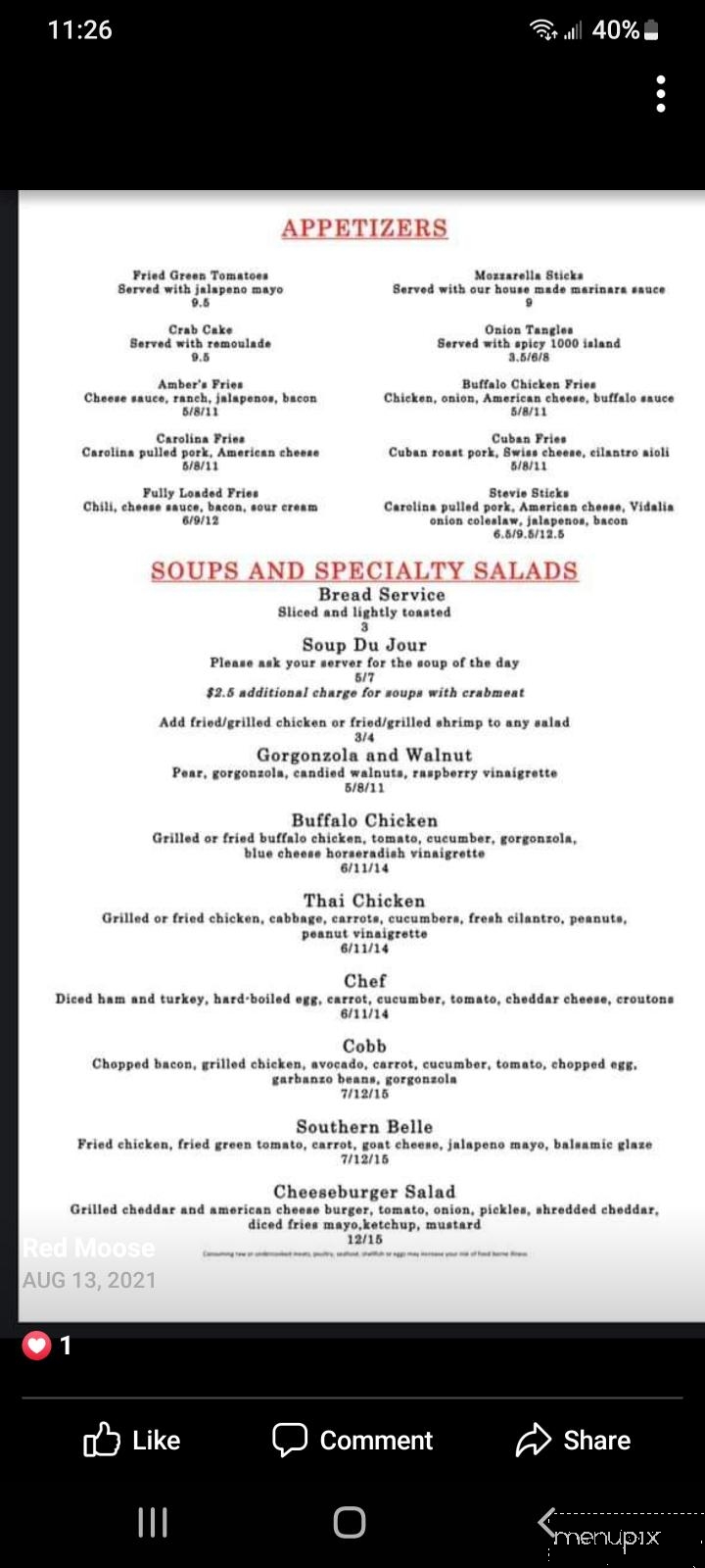 The Red Moose - St Marys, GA menu_pic