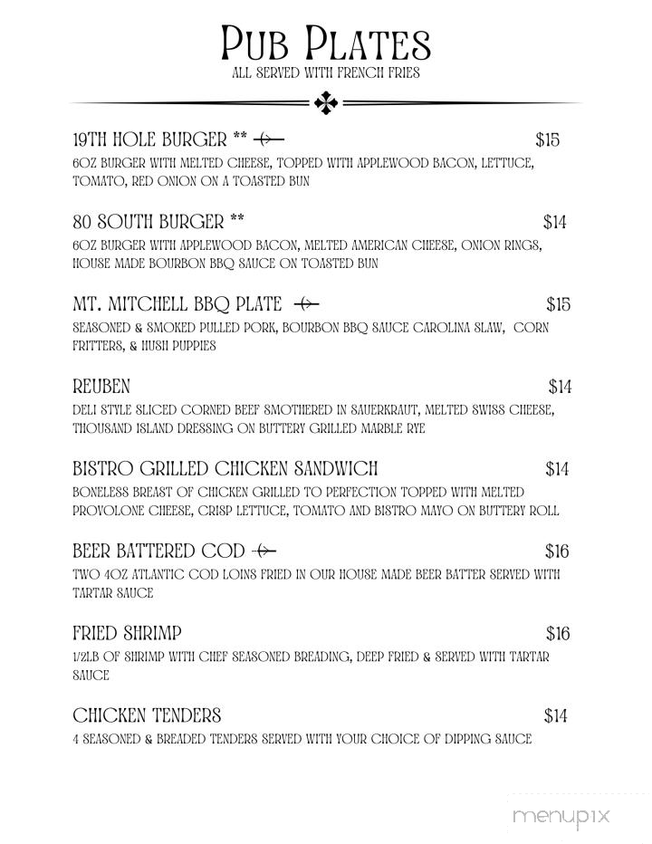Hawtrees Bar and Grill - Burnsville, NC menu_pic