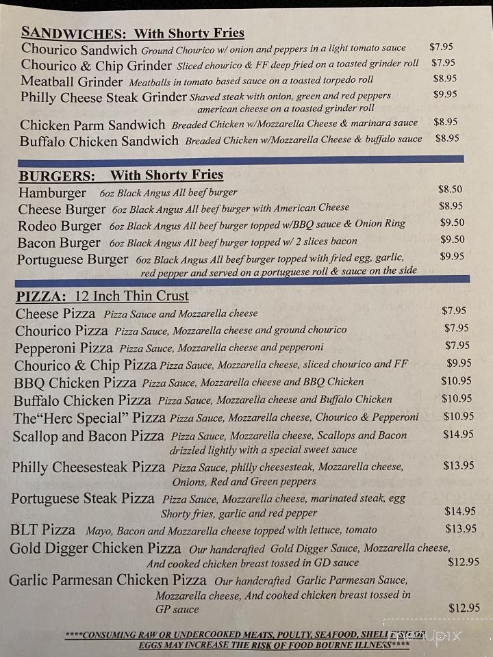 Shorty's Pub - Fall River, MA menu_pic