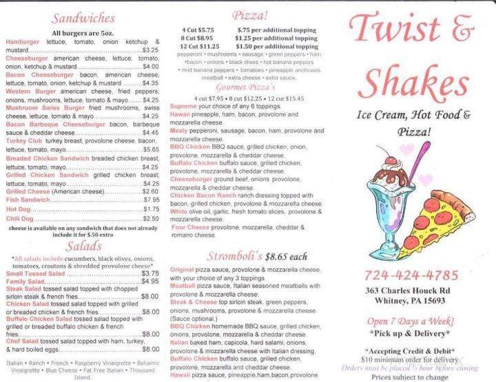 Twist & Shakes Ice Creamery - Latrobe, PA menu_pic
