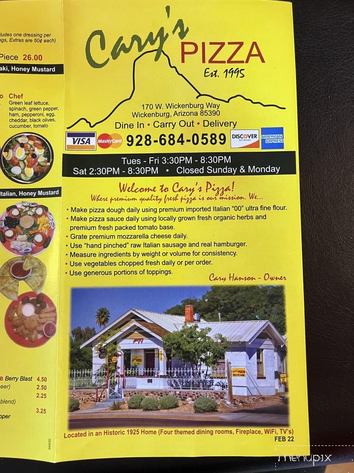 Cary's Pizza - Wickenburg, AZ menu_pic