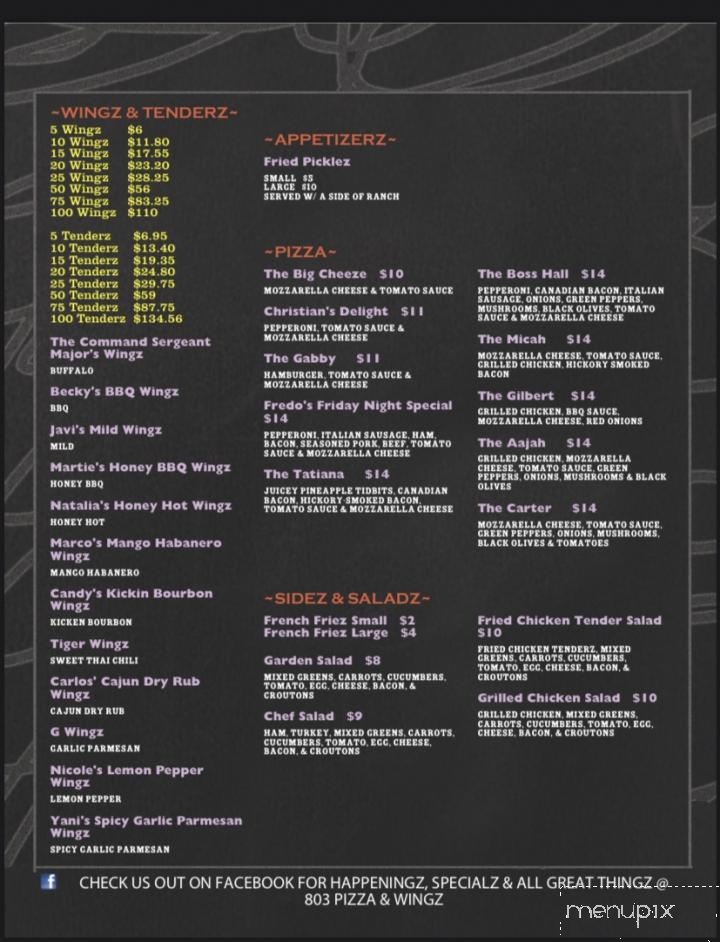 803 Pizza & Wingz - Rock Hill, SC menu_pic