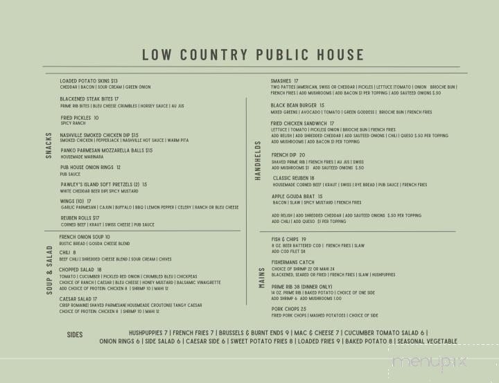 Low Country Public House - Summerville, SC menu_pic
