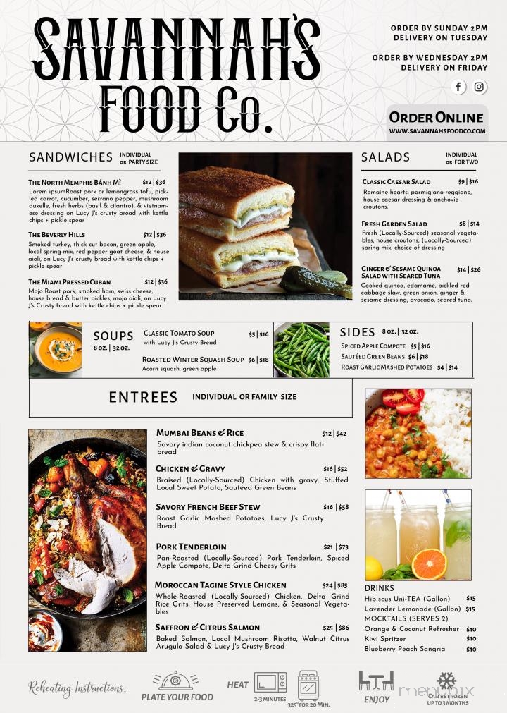 Savannah's Food Co - Bartlett, TN menu_pic