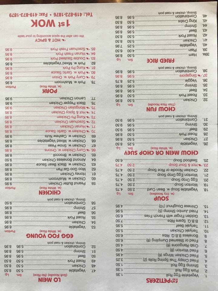 First Wok - Perrysburg, OH menu_pic