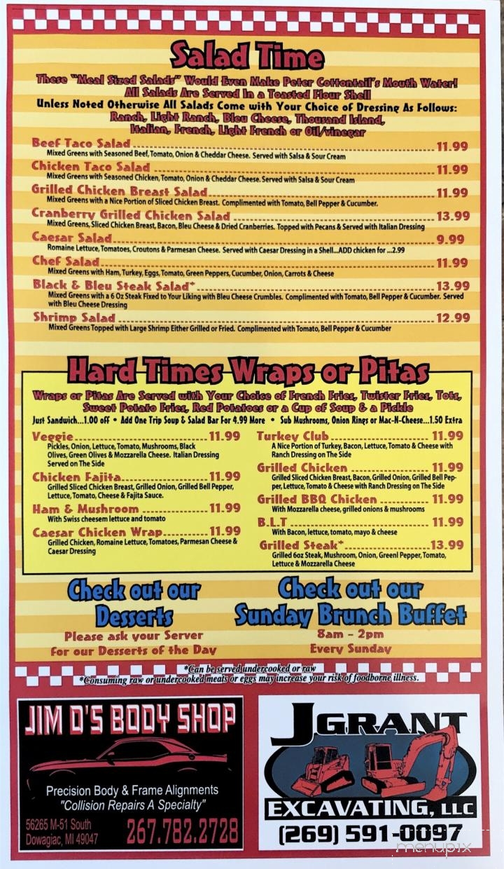 Hard Times Family Restaurant - Decatur, MI menu_pic
