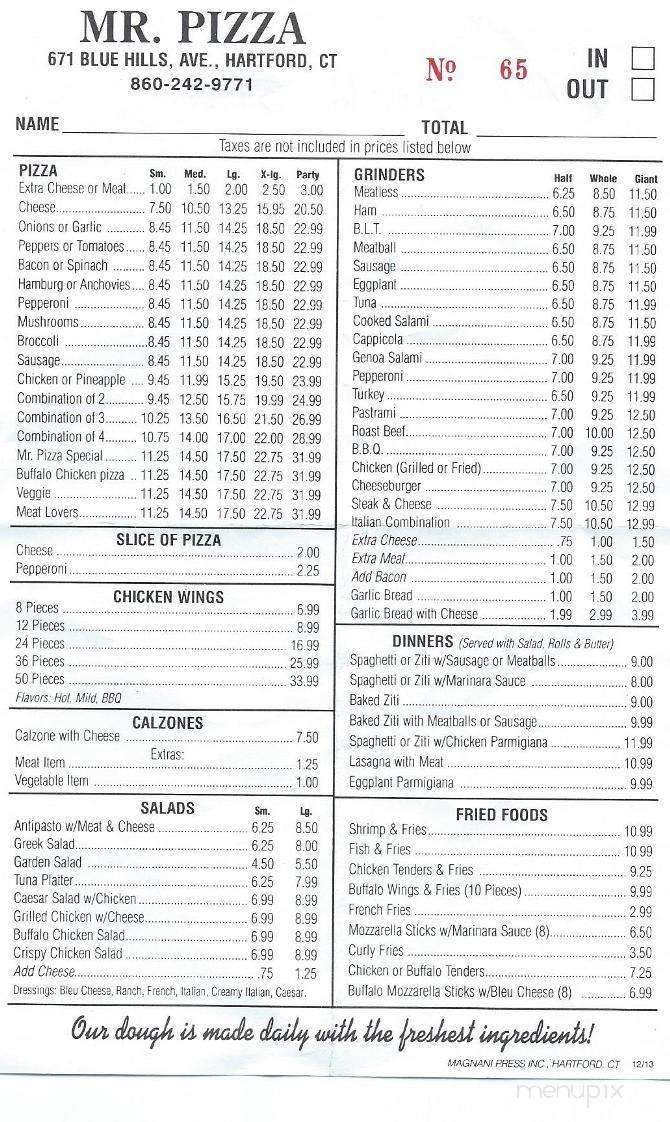 Mr. Pizza - Hartford, CT menu_pic