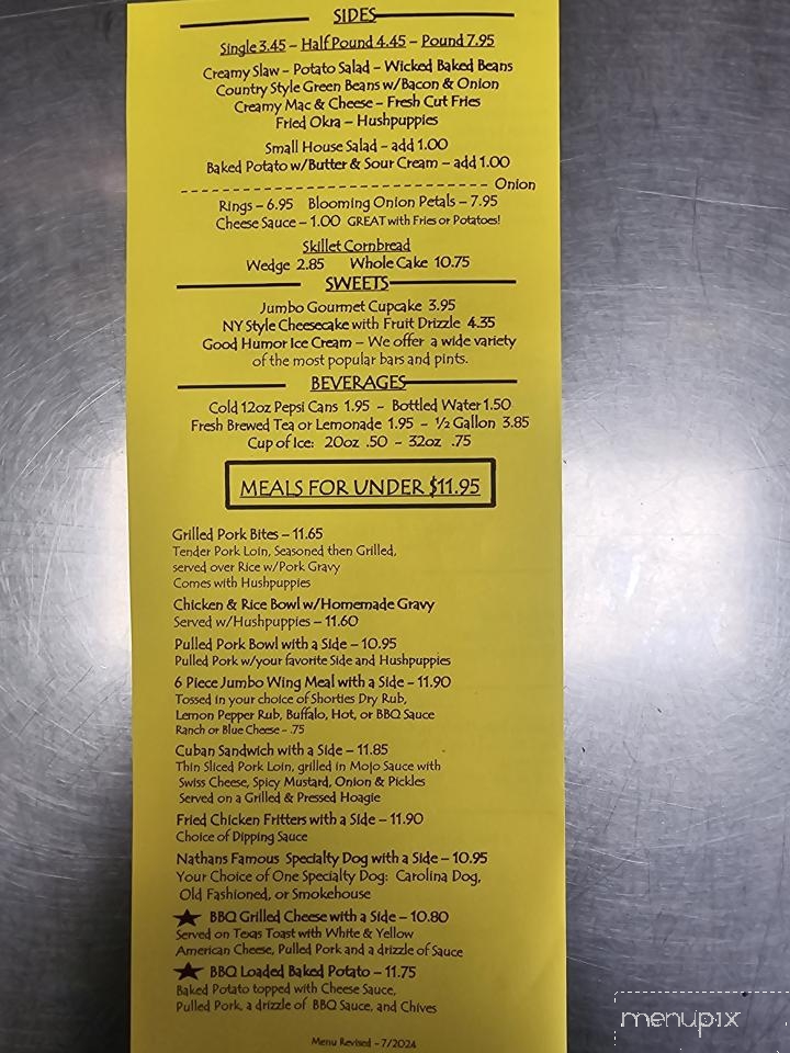 Shorties Drive-Thru BBQ - Asheville, NC menu_pic