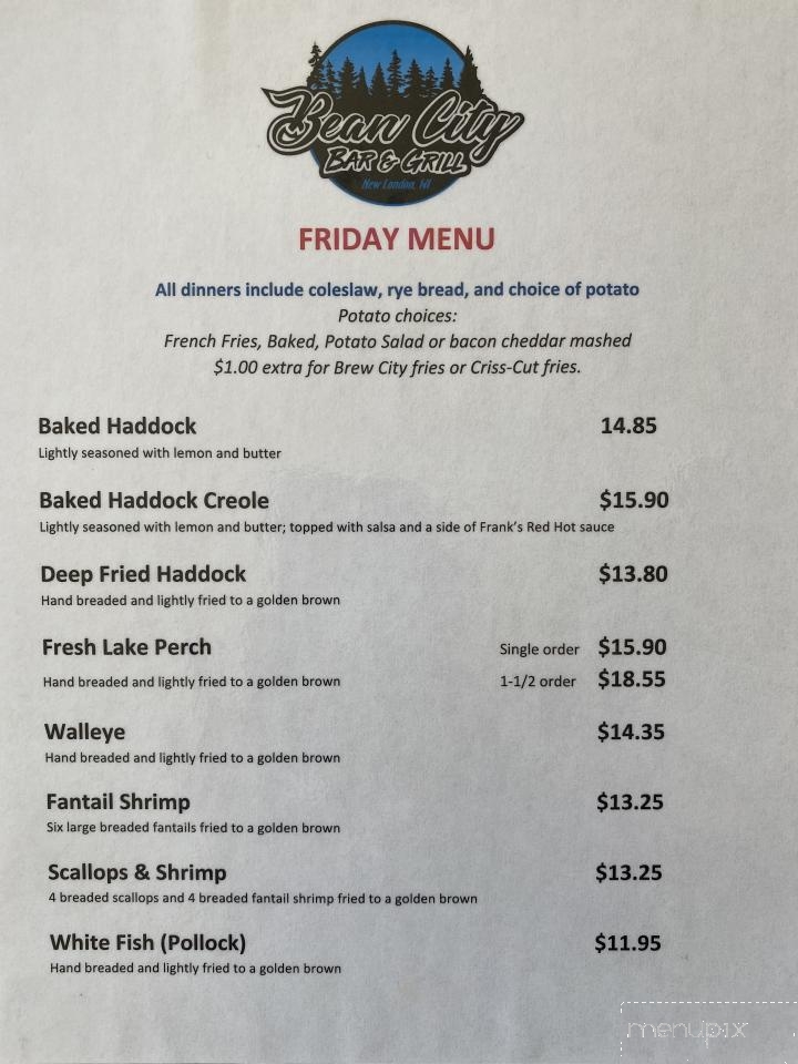 Bean City Bar & Grill - New London, WI menu_pic