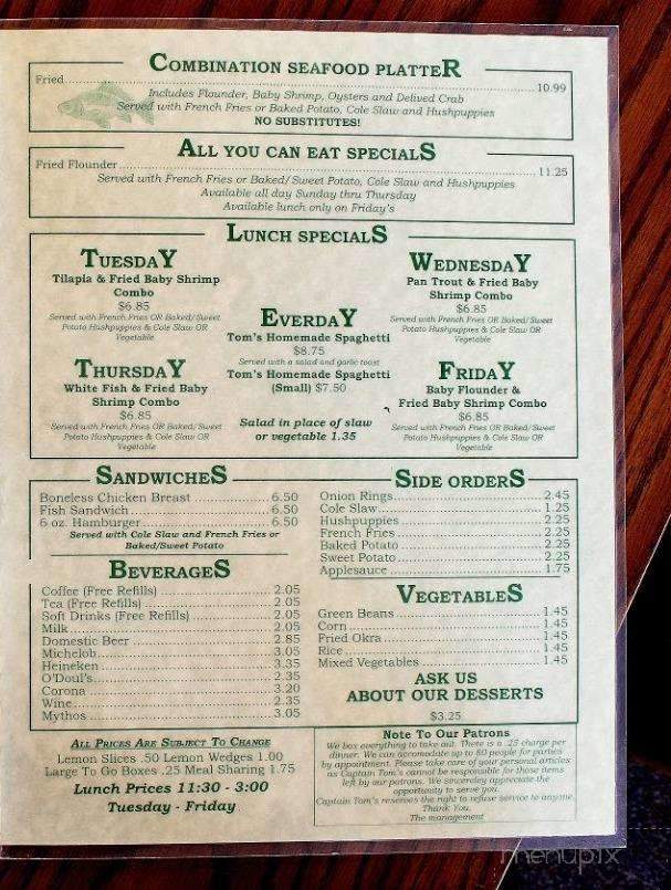 Captain Tom's Seafood - Colonial Heights, VA menu_pic