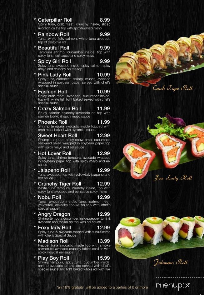 Furji Sushi Asia Sushi Buffet - Oneida, NY menu_pic