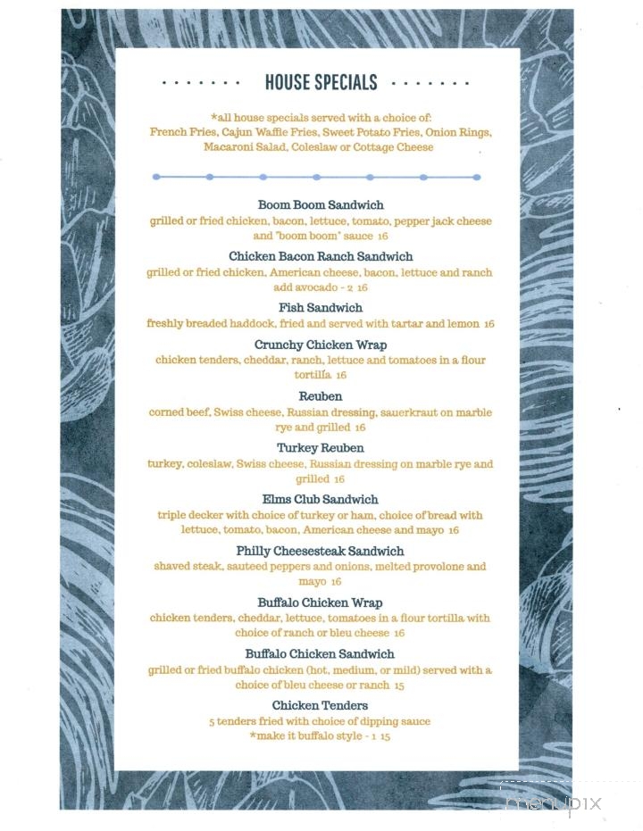 Elms Restaurant - Sandy Creek, NY menu_pic