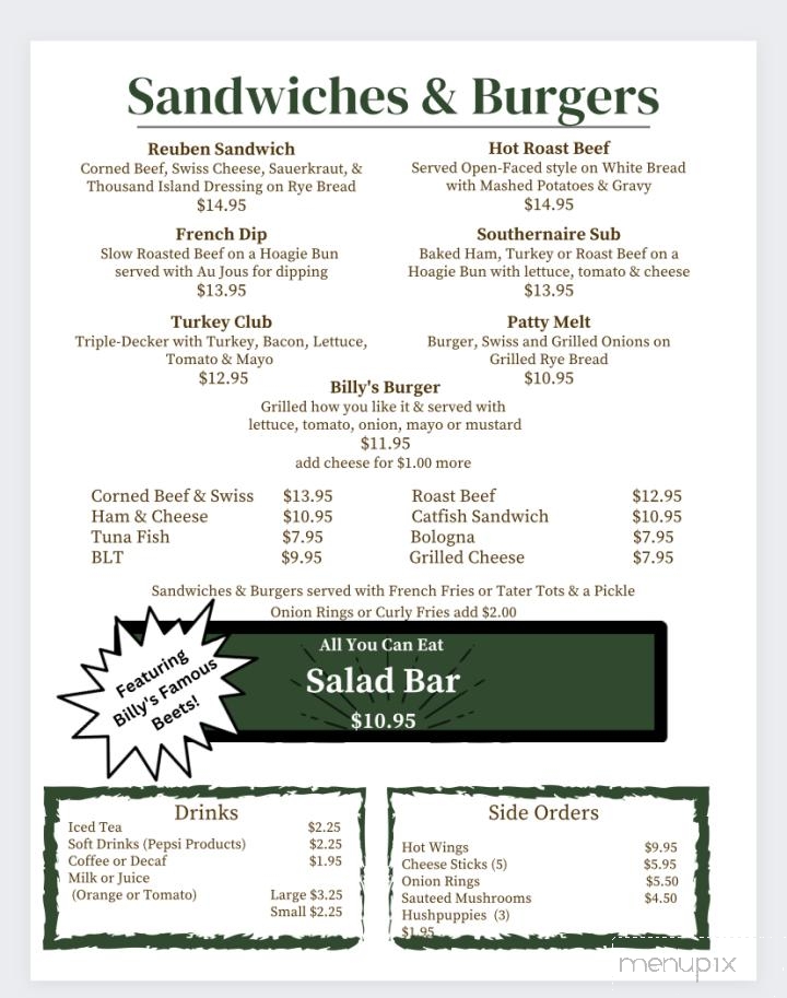 Southernaire Motel-Restaurant - Stewart, TN menu_pic