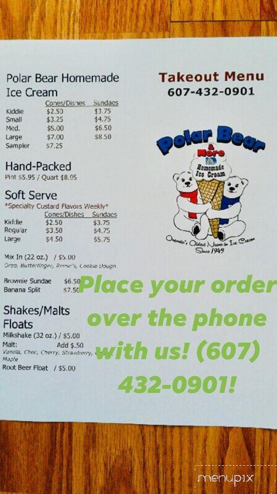 Polar Bear Homemade Ice Cream & More - Oneonta, NY menu_pic