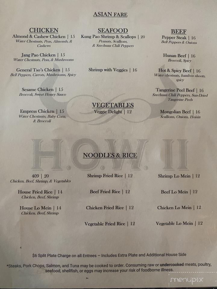 H.O.W. II - Kinston, NC menu_pic