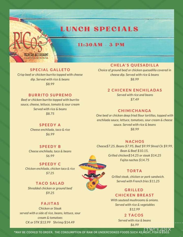 Rico's Mexican Restaurant - Stockbridge, GA menu_pic