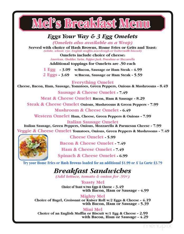 Menu Of Mel S Diner In Port Orange Fl Menu Of Mel S Diner In Port Orange Fl