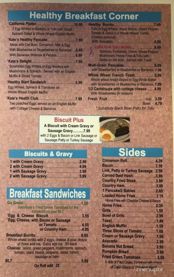 Kate's Pancake House - Carolina Beach, NC menu_pic