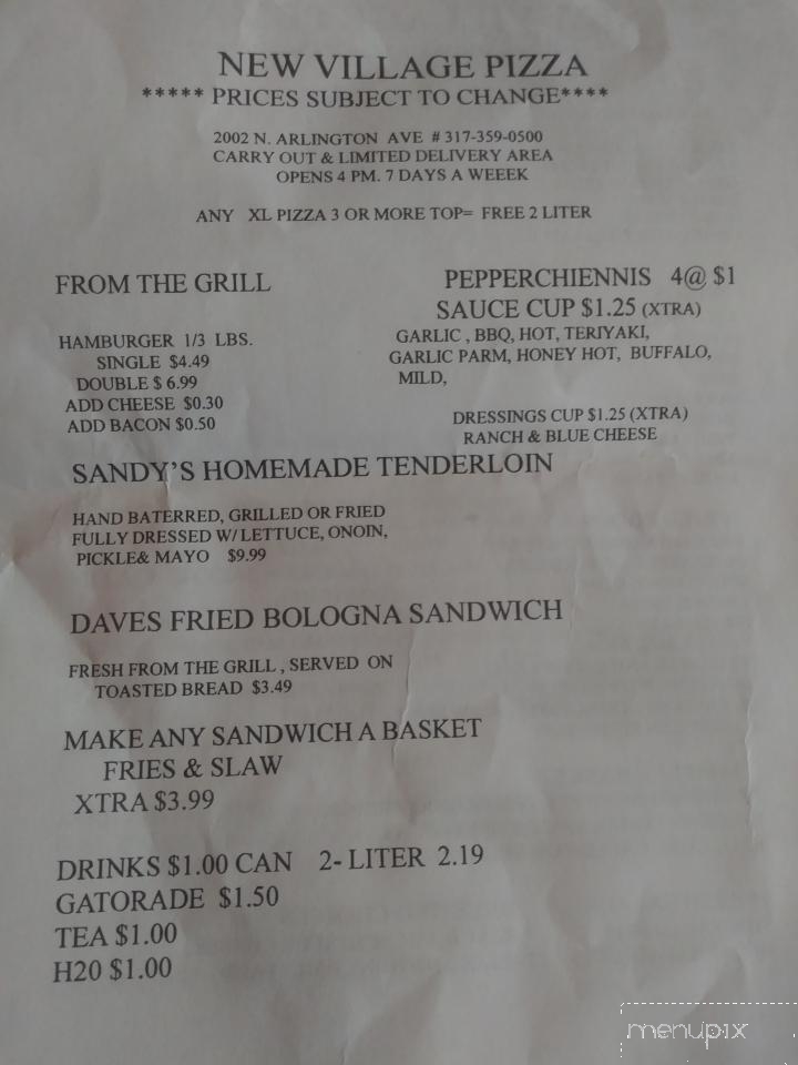 New Village Pizza - Indianapolis, IN menu_pic