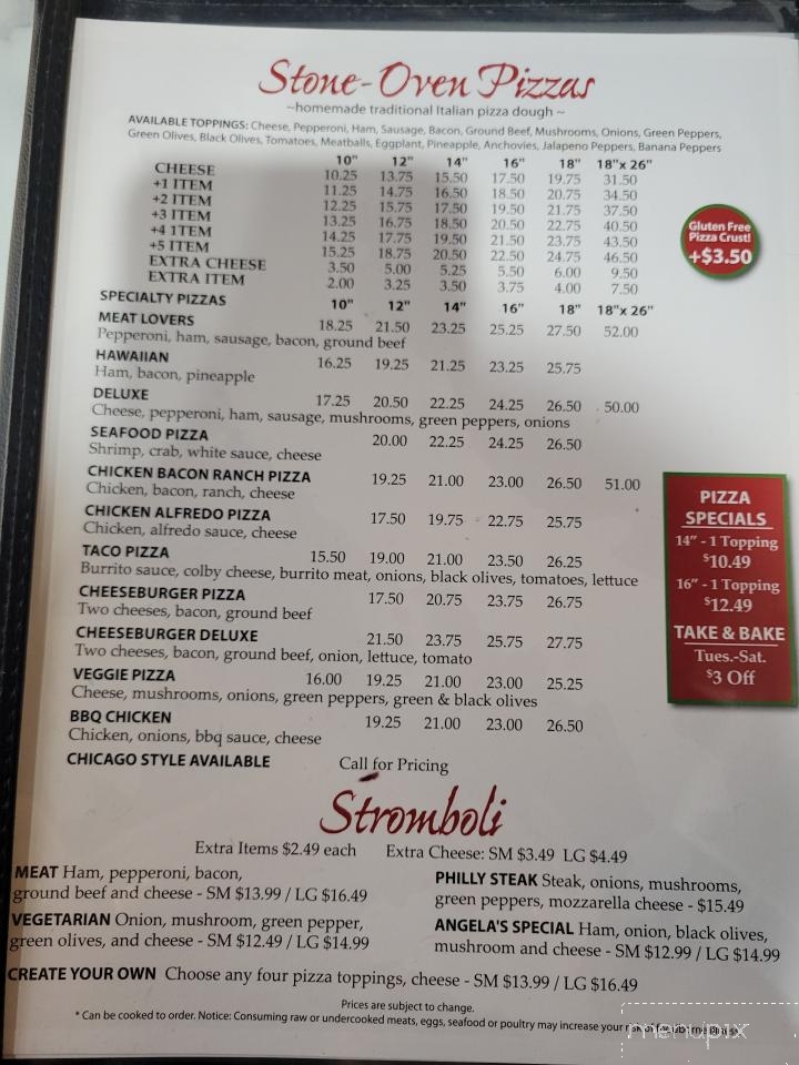 Angela's Italian Restaurant - Sparta, MI menu_pic