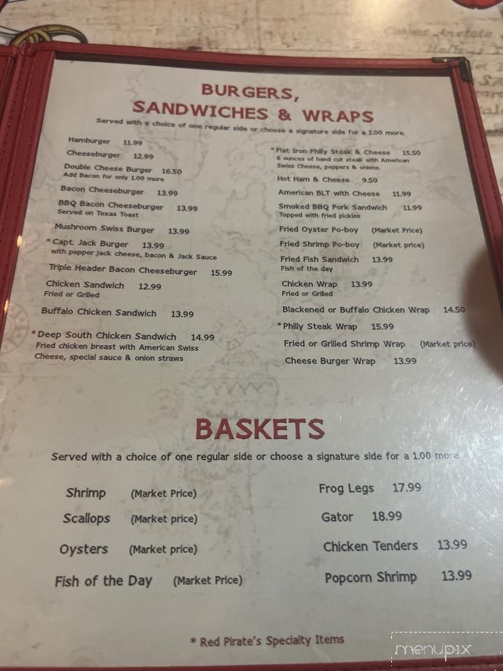 Red Pirate Family Grill - Eastpoint, FL menu_pic