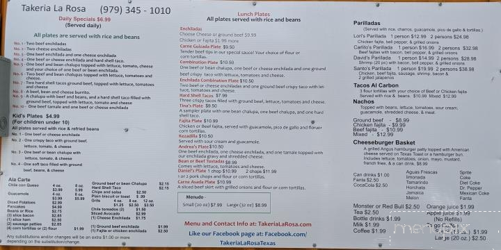 Takeria La Rosa - West Columbia, TX menu_pic