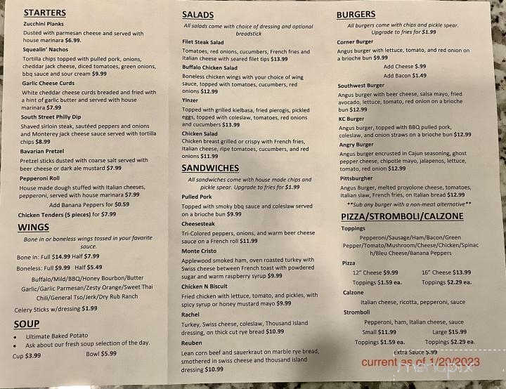 DuBois Corner Cafe - DuBois, PA menu_pic