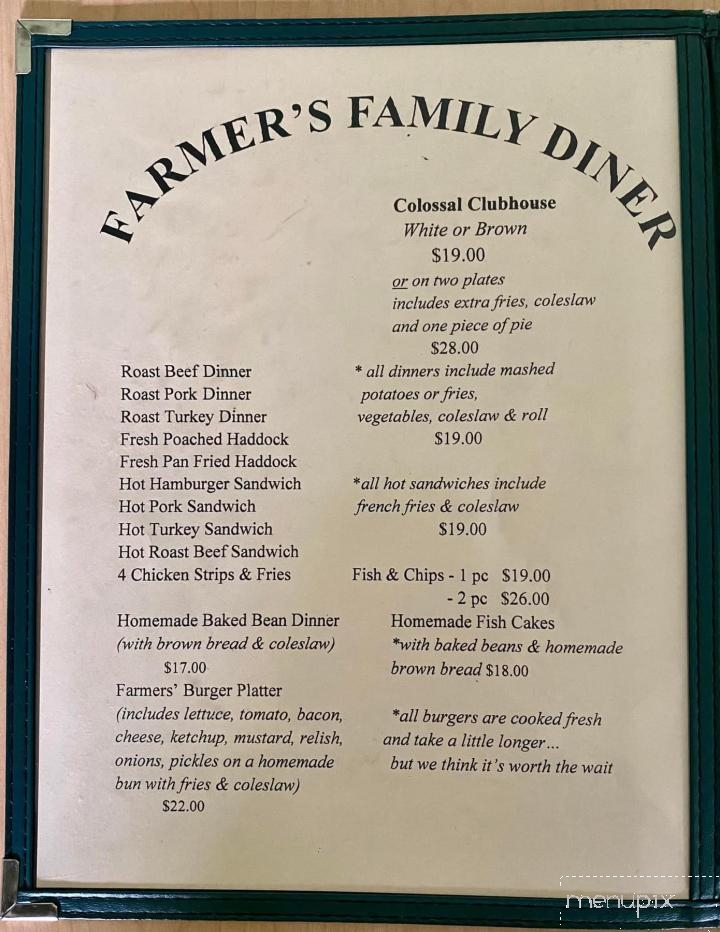 The Farmer's Family Diner - Aylesford, NS menu_pic