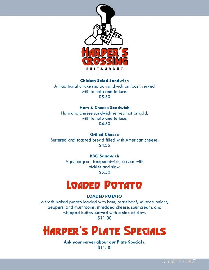 Harper's Crossing Restaurant - Bear Creek, NC menu_pic