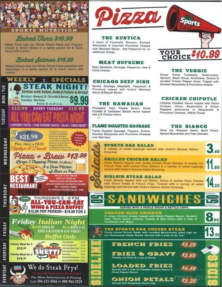 Undo's Sport's Bar - Elm Grove - Wheeling, WV menu_pic