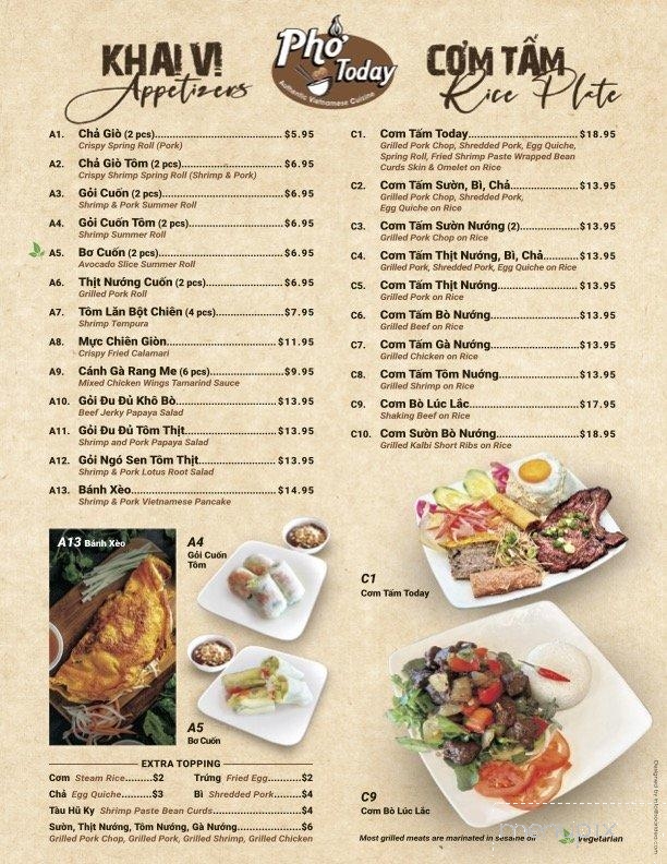 Pho Today Montgomery - Landsdale, PA menu_pic