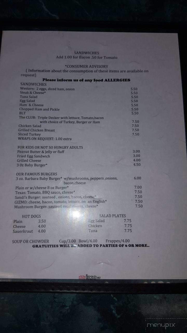 Sandi's Diner - Chatham, MA menu_pic