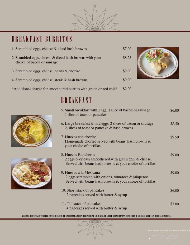 El Rinconcito Restaurant - Olathe, CO menu_pic