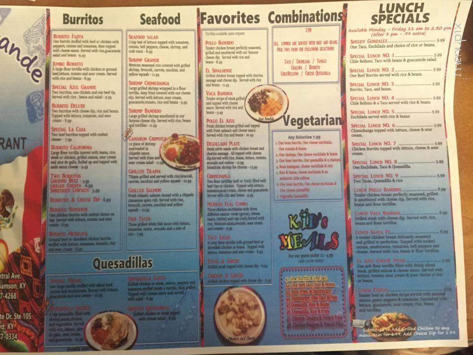 El Azul Grande - Prestonsburg, KY menu_pic