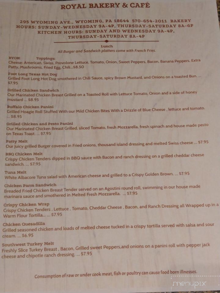 Royal Bake Shop - Exeter, PA menu_pic