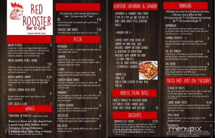 Red Rooster - Shepherd, MT menu_pic