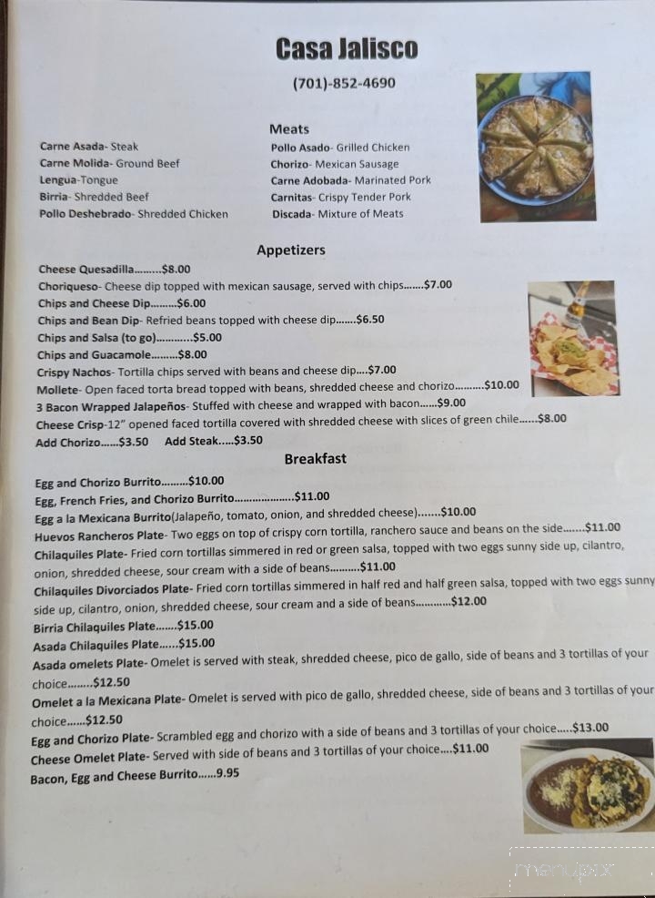 Casa Jalisco Mexican Restaurant - Minot, ND menu_pic