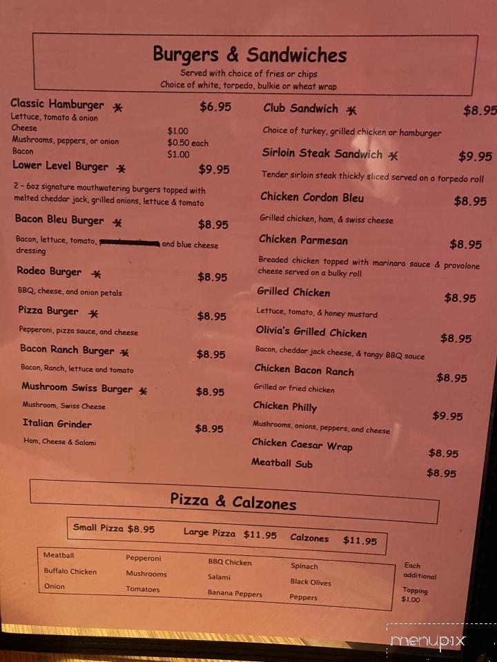 Lower Level Bar & Grill - North Smithfield, RI menu_pic