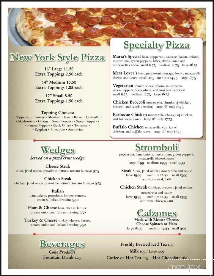 Maria's Italian Restaurant - Titusville, PA menu_pic