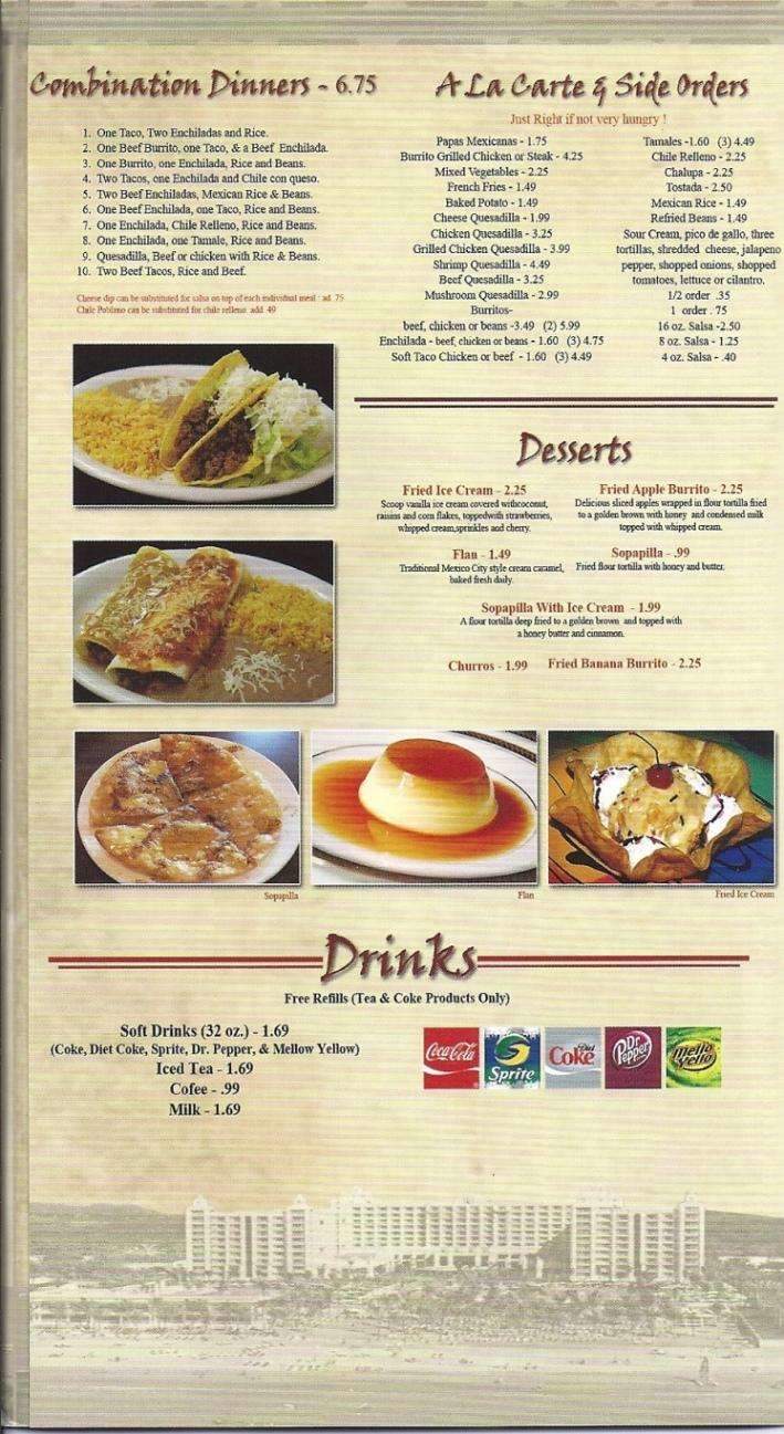 El Vallarta - Fulton, KY menu_pic