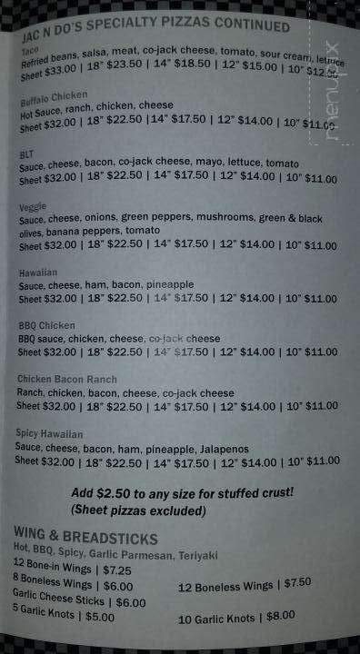Jac N Do's Pizza - Russells Point, OH menu_pic