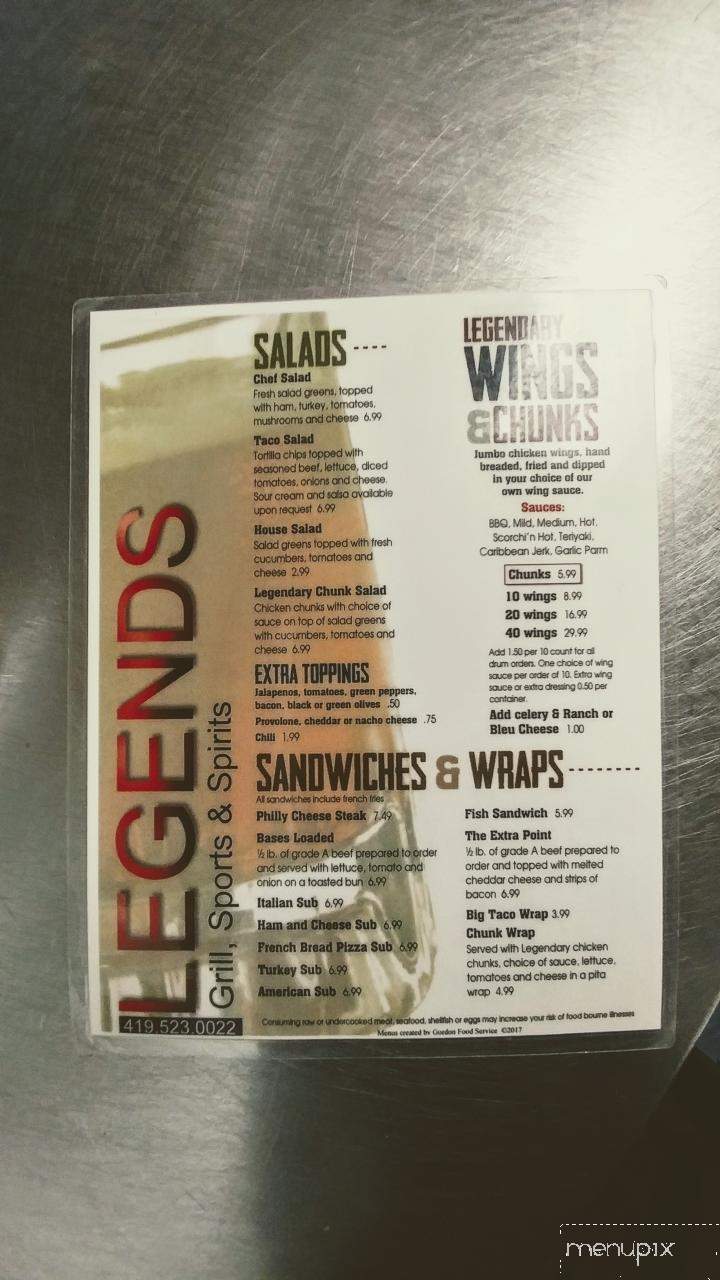 Legends Gss - Ottawa, OH menu_pic