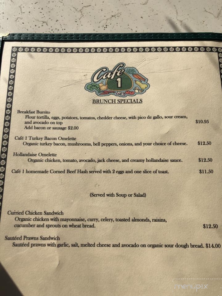 Cafe One - Fort Bragg, CA menu_pic