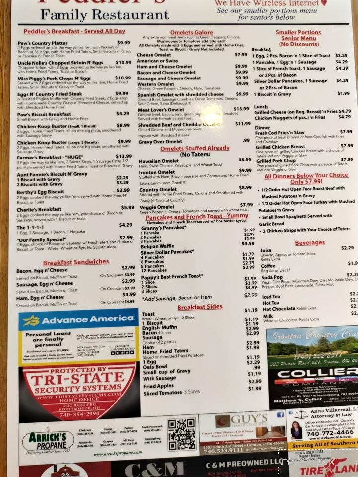 Peddler's Home Cooking - Ironton, OH menu_pic