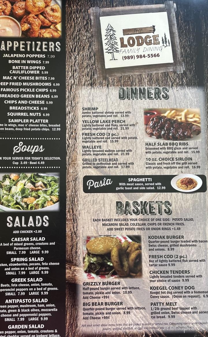 The Lodge - Tawas City, MI menu_pic